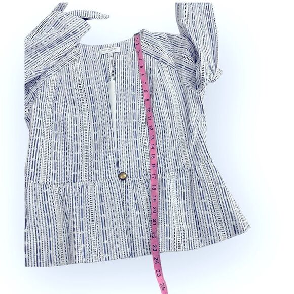 Waverly Grey Peplum Jacket Single Button Eyelet Tie Sleeves Cotton Size M - $218 - Picture 5 of 11